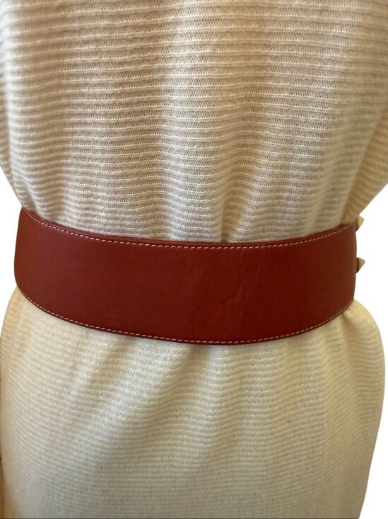 Vintage Varlet de Lagrange Leather Belt Statement Gold Metal Lion Head Sz S/M main image 9